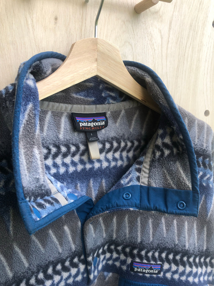 '17 Aztec Synchilla Snap-T, Blue/Grey (L)