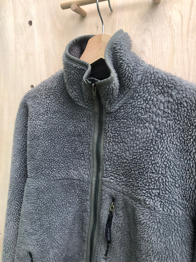 '90s Retro Cardigan Full-Zip Pile Fleece, Sage Green/Grey (S)
