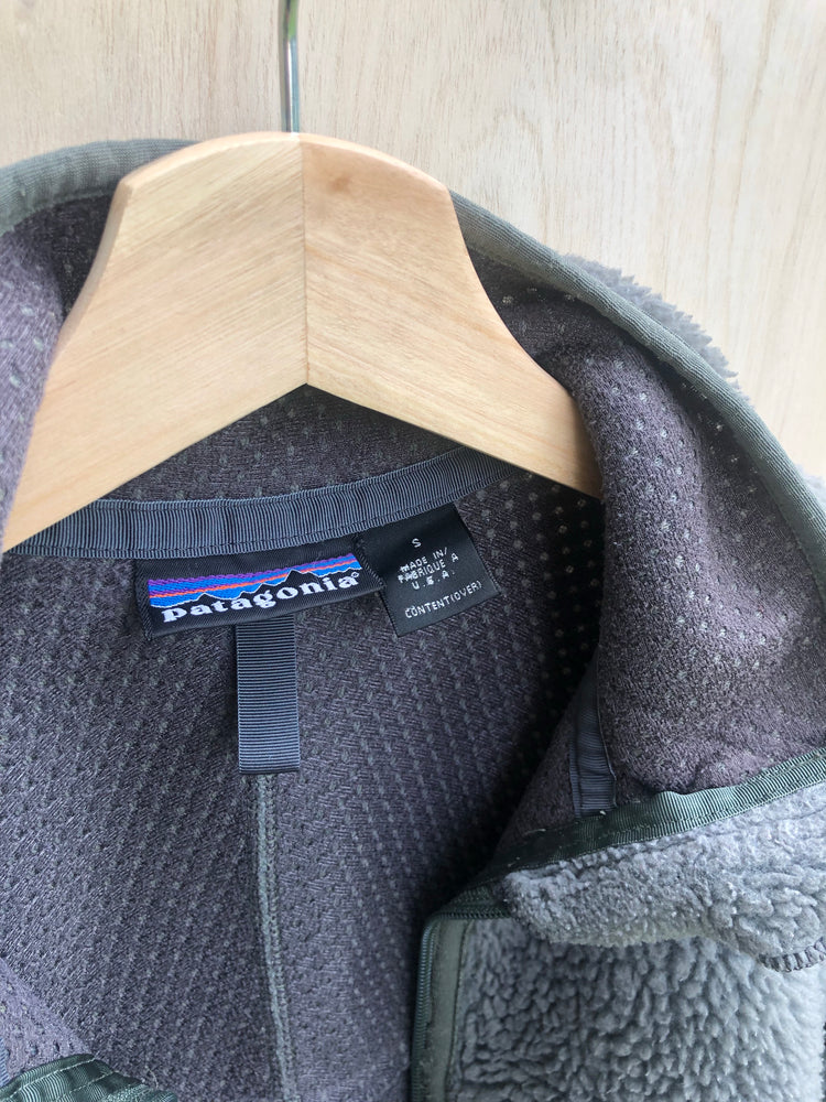 '90s Retro Cardigan Full-Zip Pile Fleece, Sage Green/Grey (S)