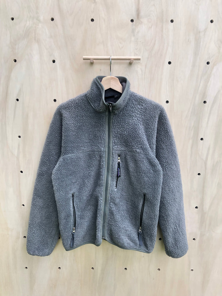 '90s Retro Cardigan Full-Zip Pile Fleece, Sage Green/Grey (S)